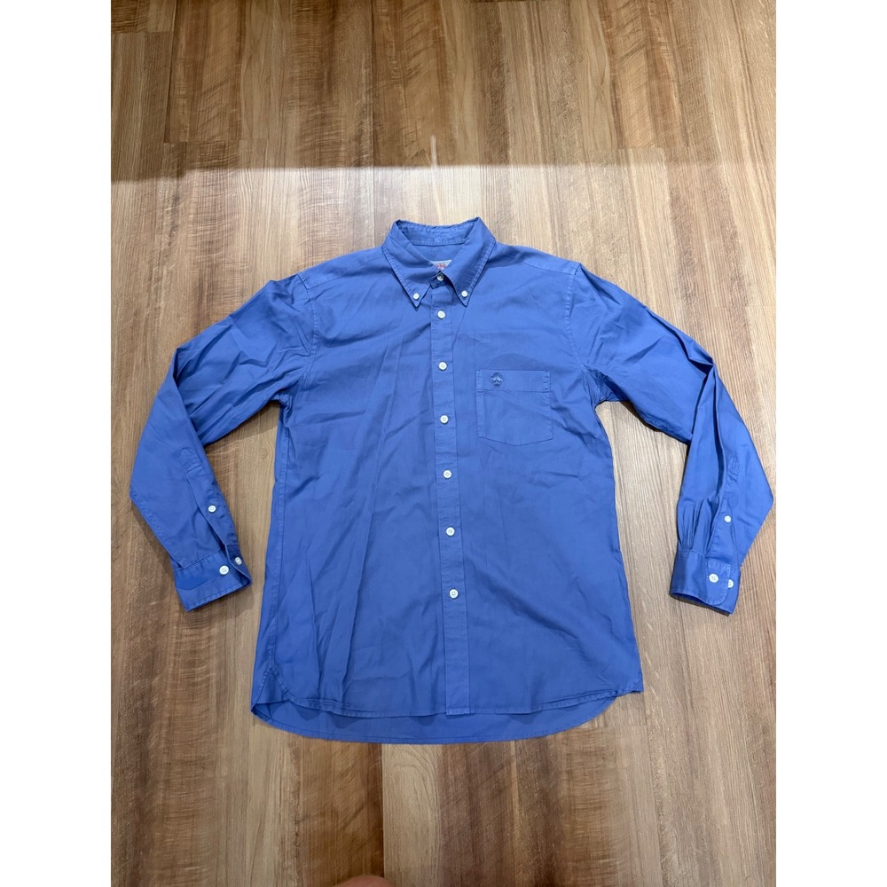 Brooks Brothers Button Down Shirt Mens S Blue Red Fleece Cotton Long Sleeve